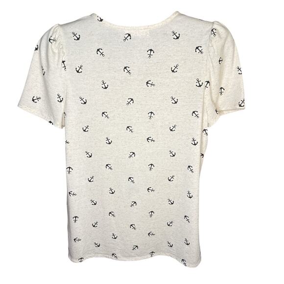 89th + Madison Nautical Lace-Up Anchor Print‎ Tee Short Sleeve Top Size M NWT - Picture 2 of 8